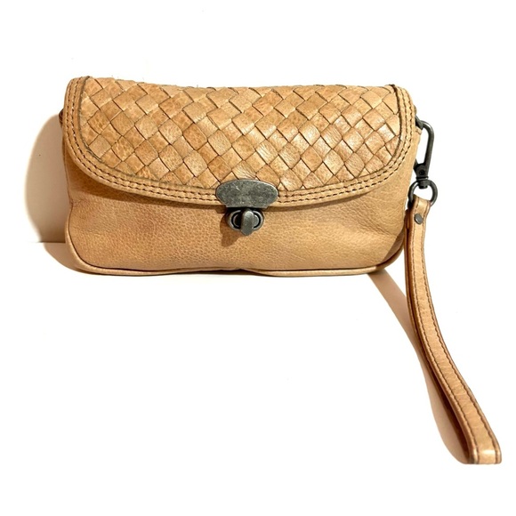 Liebeskind Tan Woven Leather Clutch wristlet - Picture 1 of 6